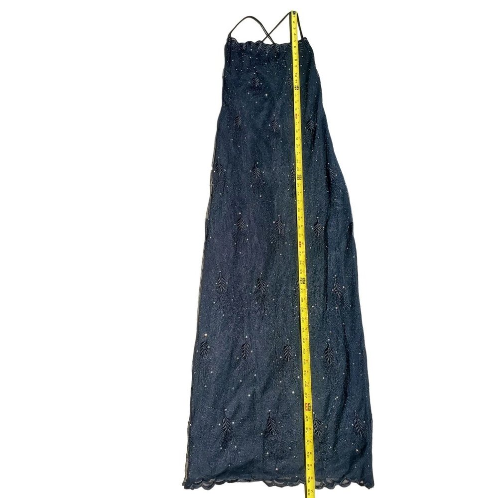 90s/Y2K Vintage Black Lace Up Back Maxi Dress - Picture 6 of 13